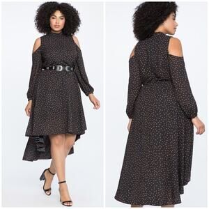 Eloquii Cold Shoulder High Low Fit and Flare Dress